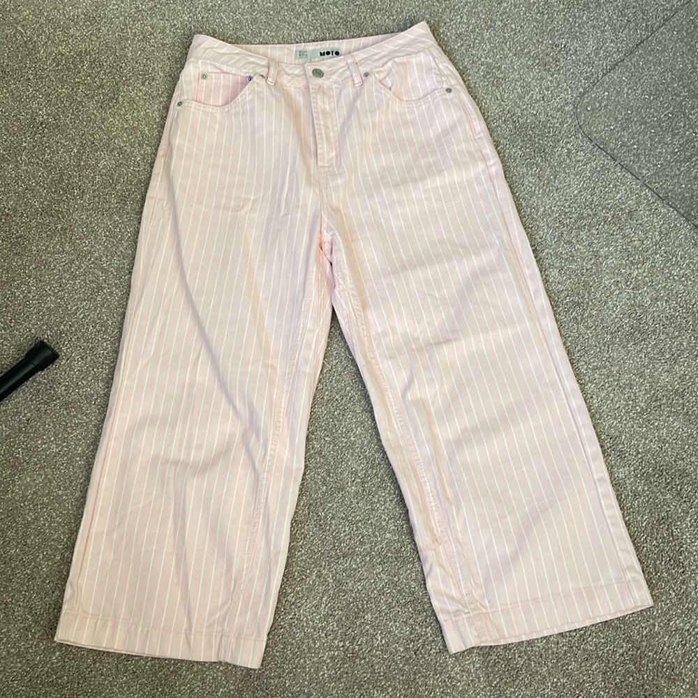 topshop Moto pink stripe wide leg pants, size 30, new without tag